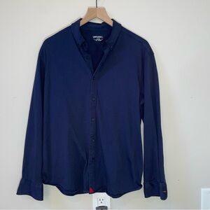 UntuckIt Blue Knit Cotton Shirt L